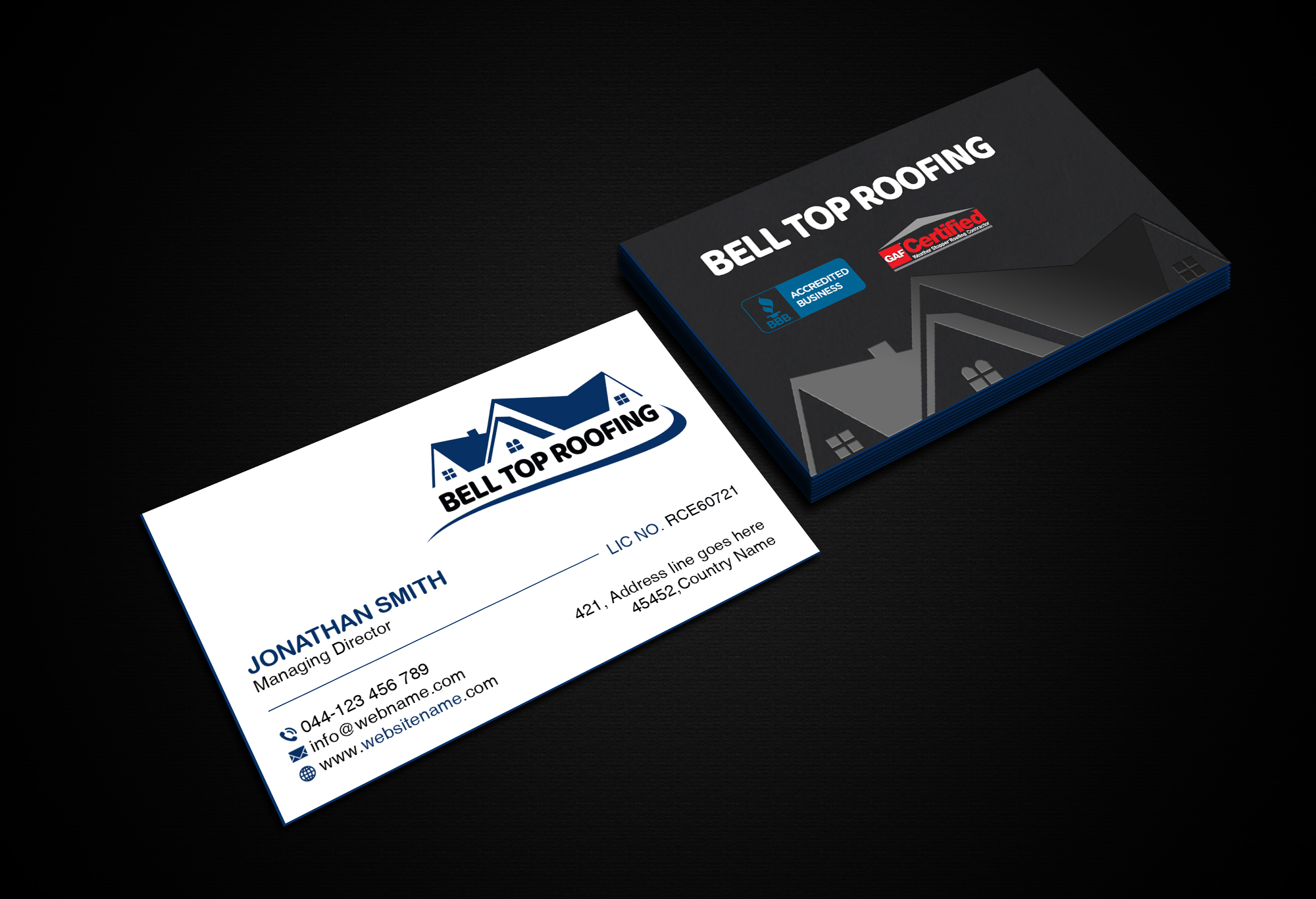 Business Card Design by Creations Box 2015 for Bell Top Roofing | Design #28154248
