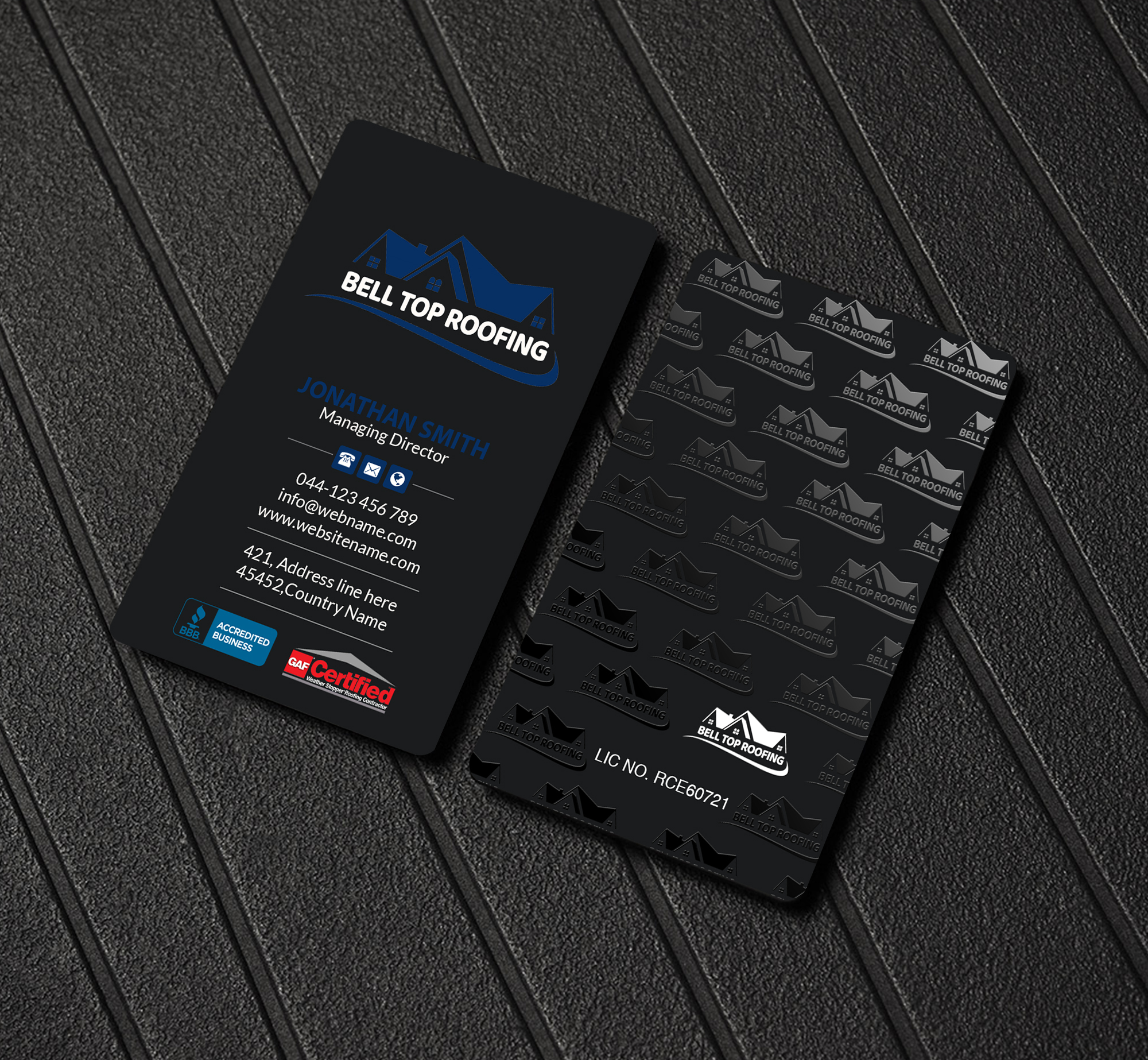 Business Card Design by Creations Box 2015 for Bell Top Roofing | Design #28154251