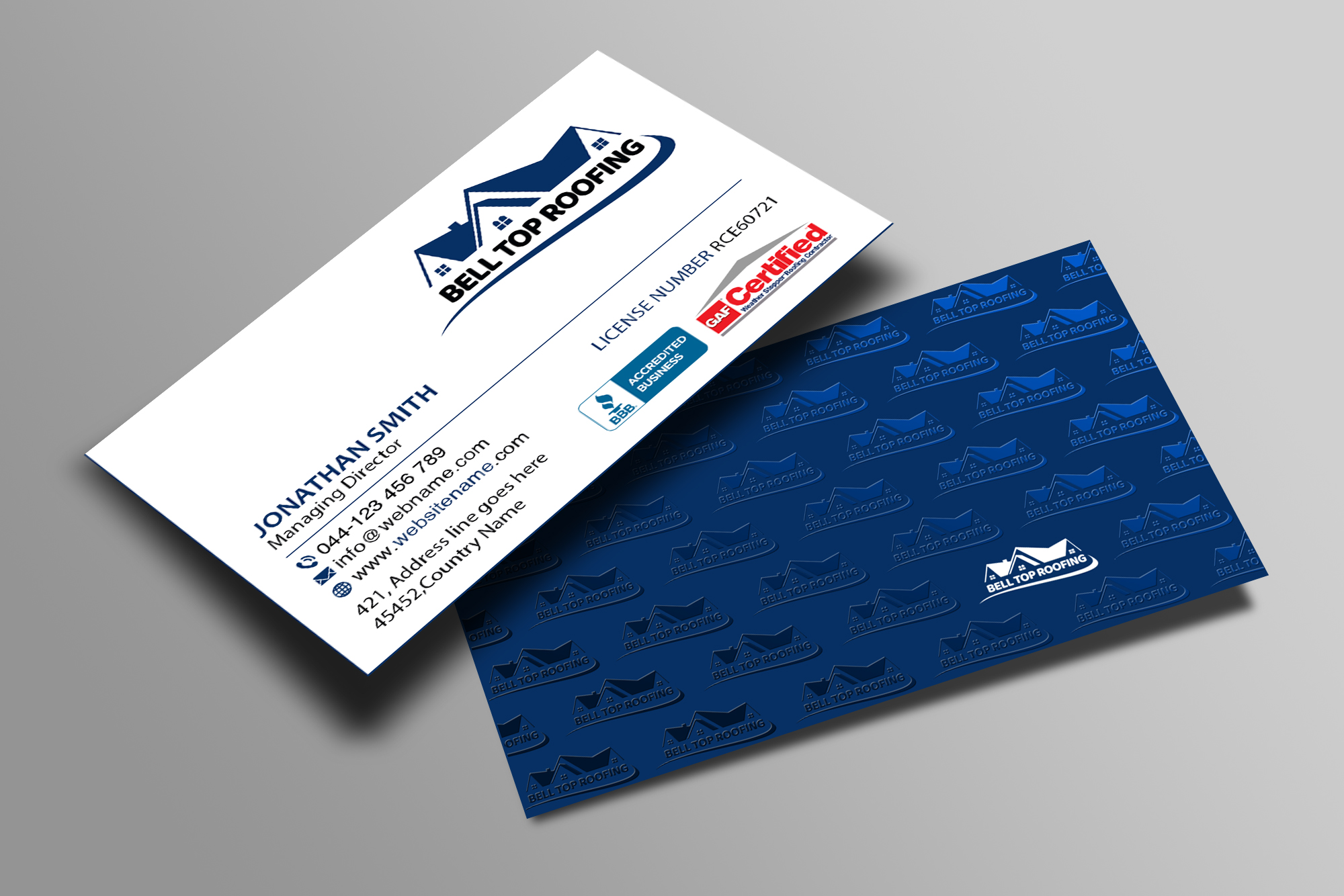 Business Card Design by Creations Box 2015 for Bell Top Roofing | Design #28154262