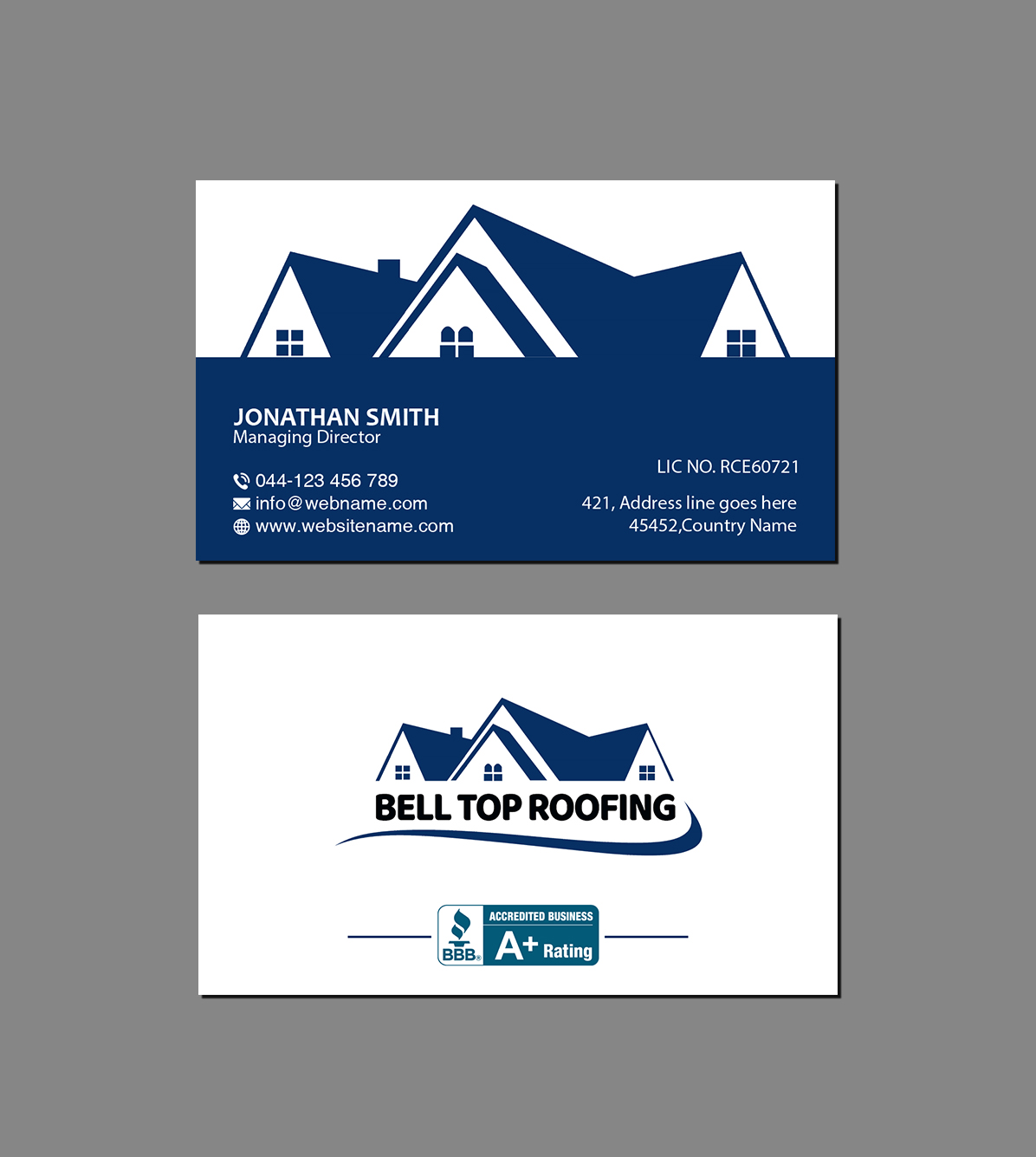 Business Card Design by Creations Box 2015 for Bell Top Roofing | Design #28154264