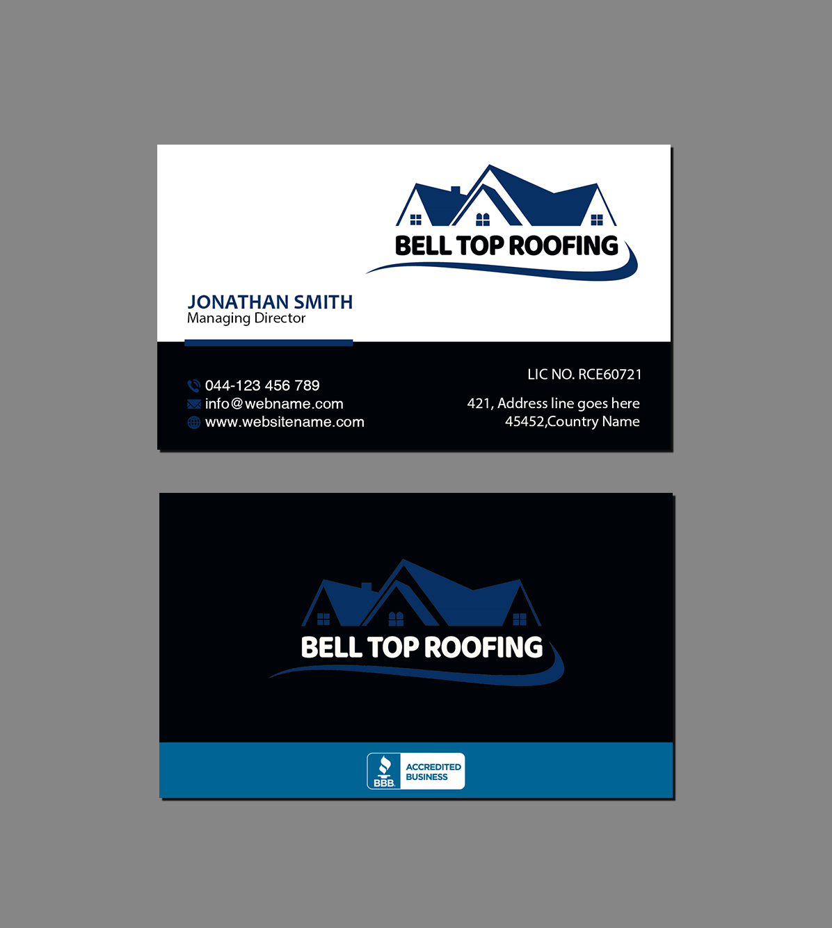 Business Card Design by Creations Box 2015 for Bell Top Roofing | Design #28154265
