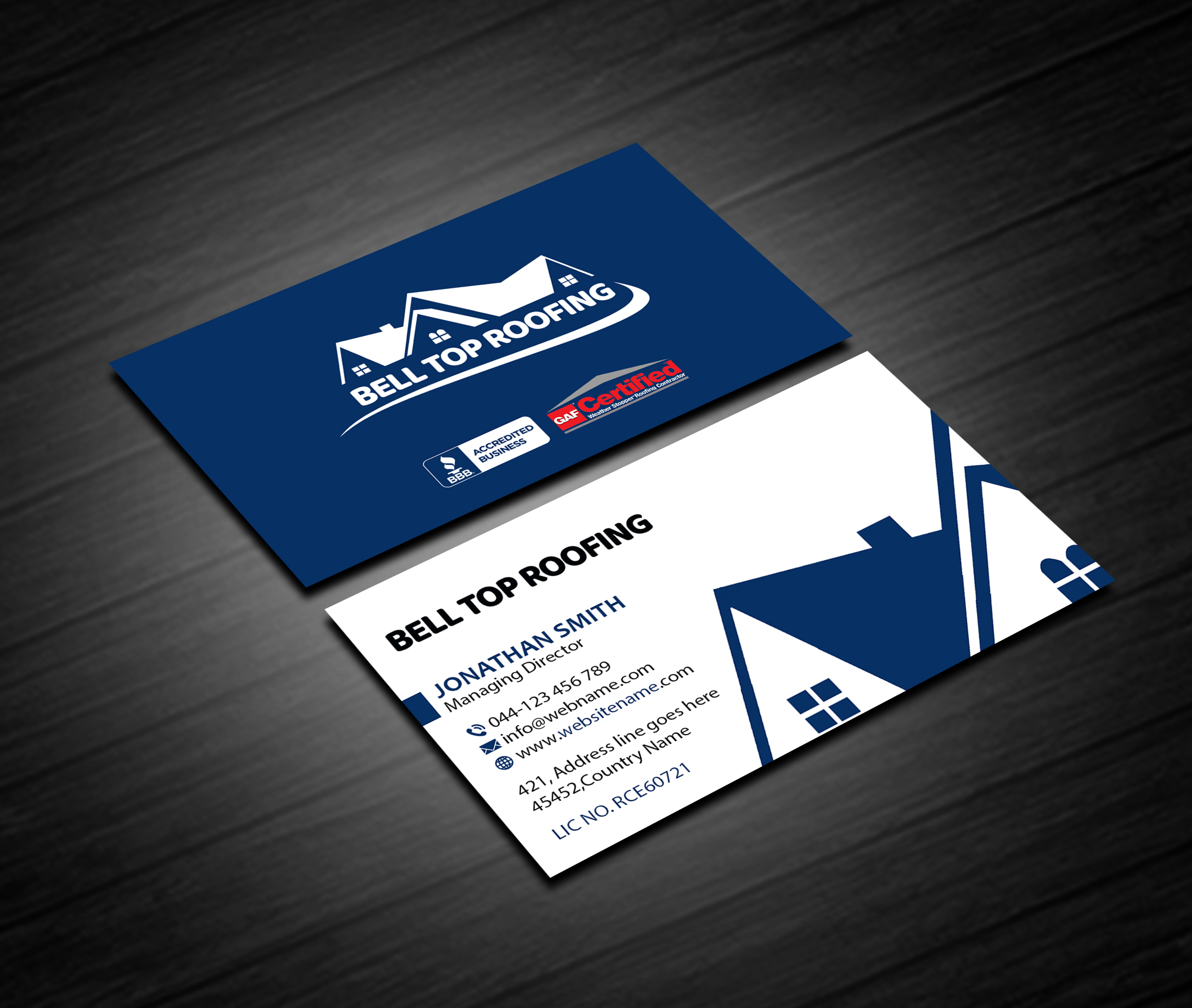 Business Card Design by Creations Box 2015 for Bell Top Roofing | Design #28154267