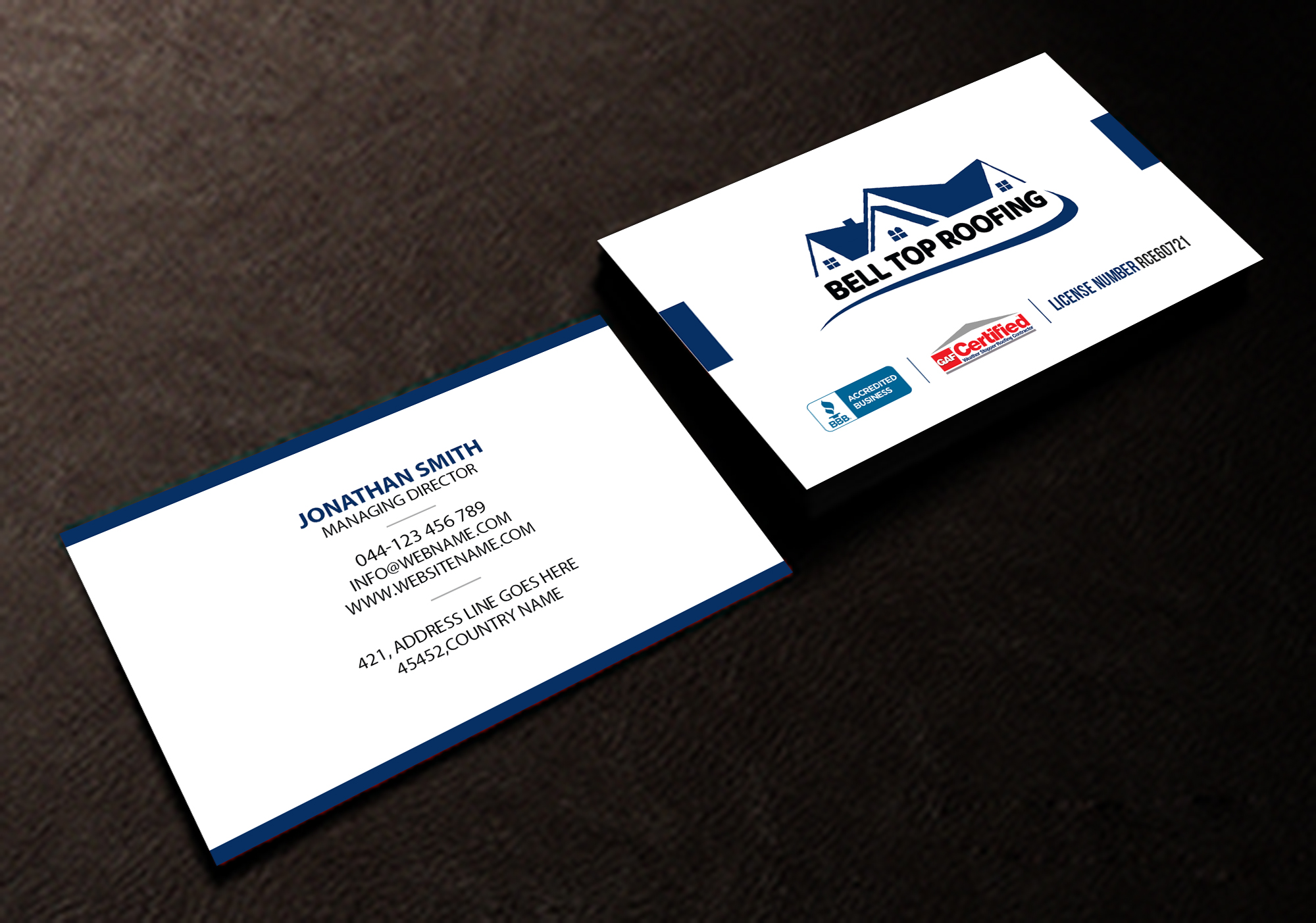 Business Card Design by Creations Box 2015 for Bell Top Roofing | Design #28159333