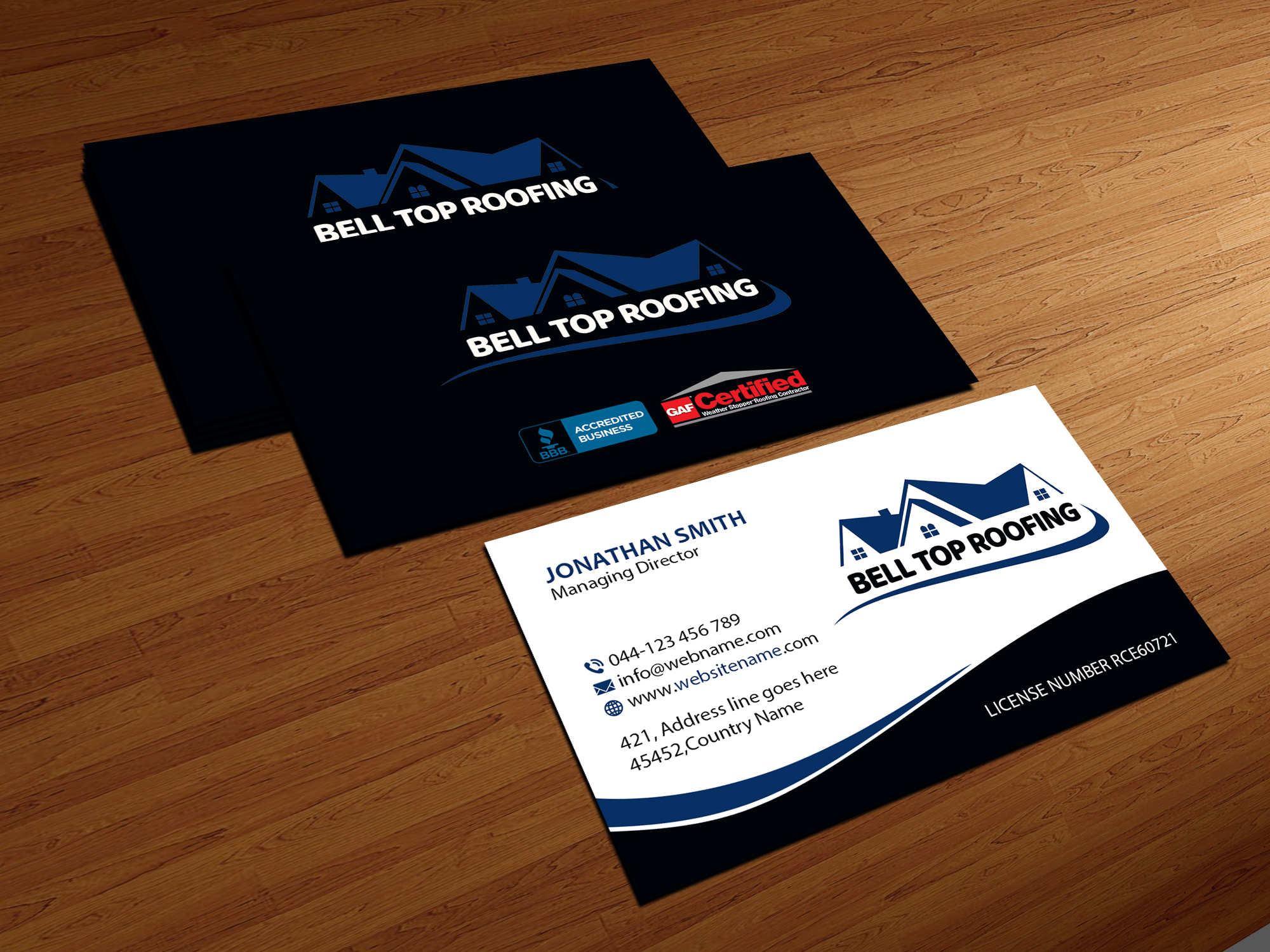 Business Card Design by Creations Box 2015 for Bell Top Roofing | Design #28159343