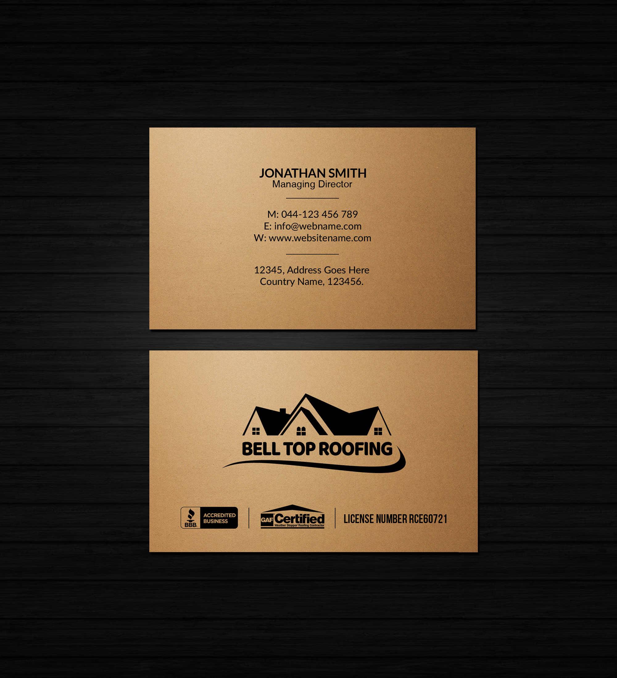 Business Card Design by Creations Box 2015 for Bell Top Roofing | Design #28159350