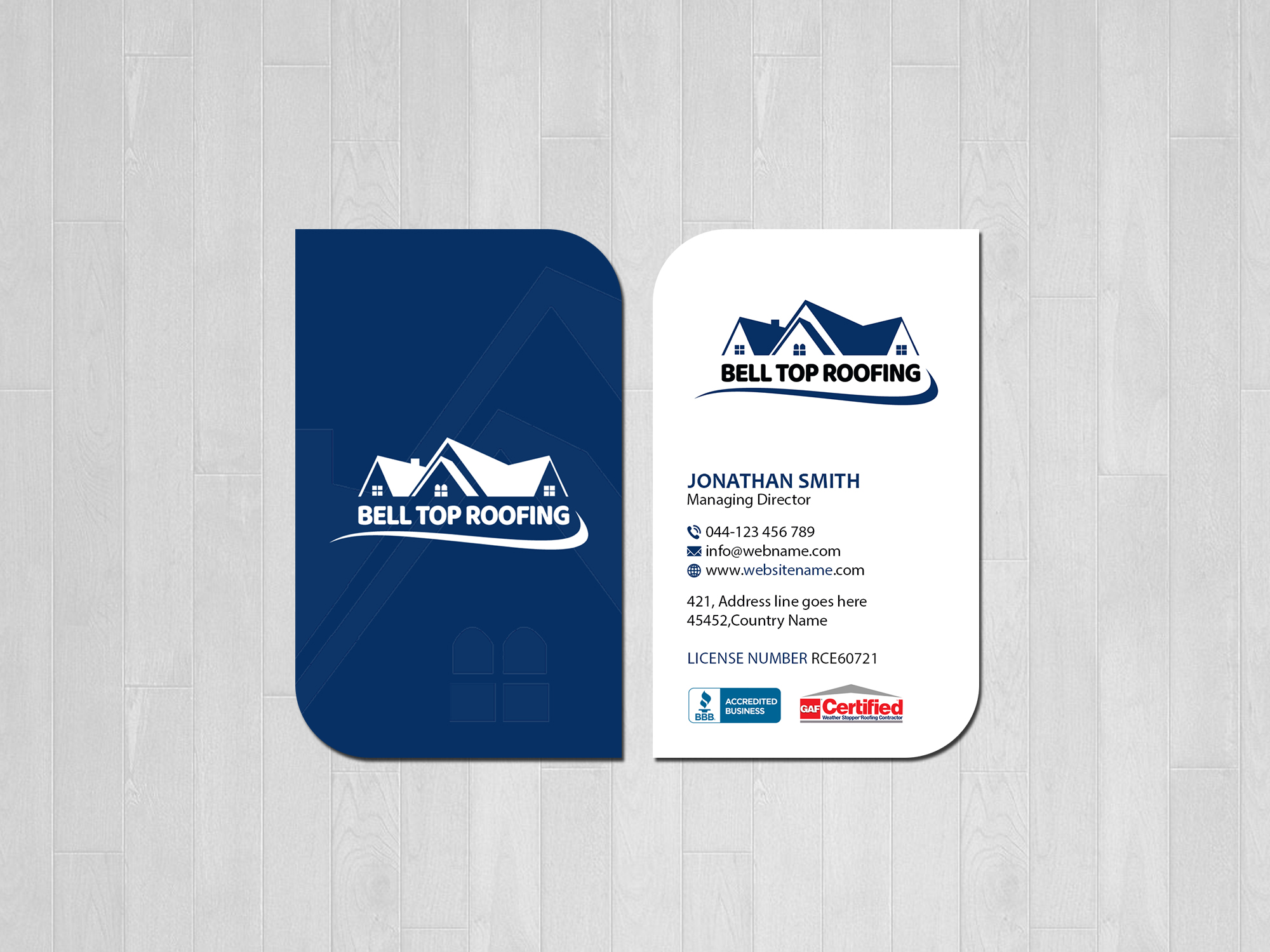 Business Card Design by Creations Box 2015 for Bell Top Roofing | Design #28159353