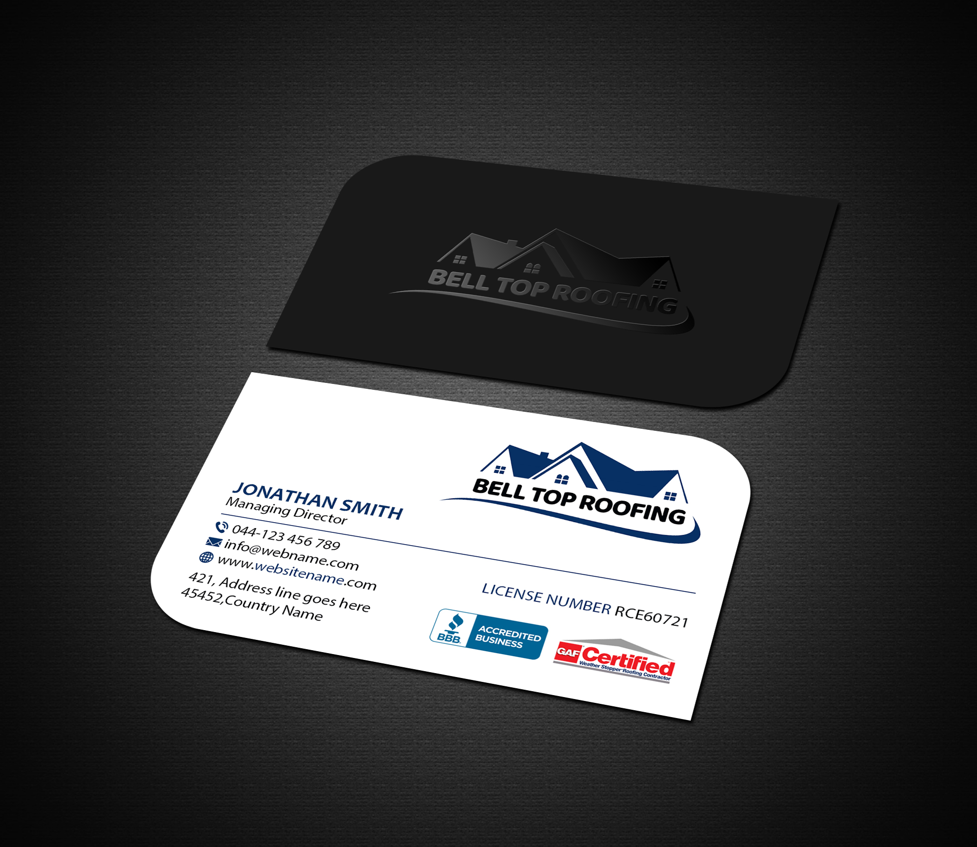 Business Card Design by Creations Box 2015 for Bell Top Roofing | Design #28159373