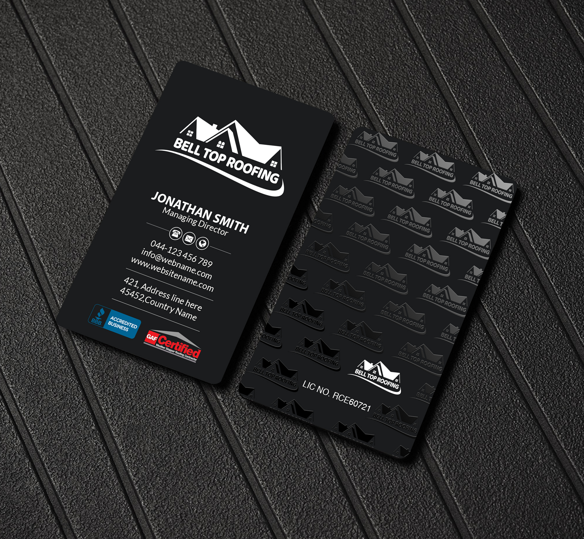 Business Card Design by Creations Box 2015 for Bell Top Roofing | Design #28159378