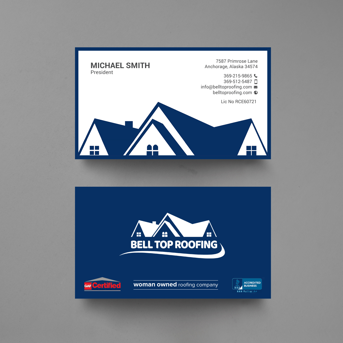 Business Card Design by chandrayaan.creative for Bell Top Roofing | Design #28154701
