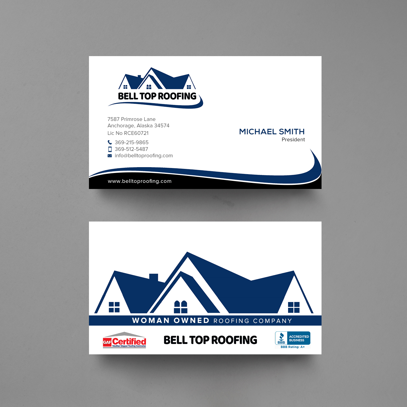 Business Card Design by chandrayaan.creative for Bell Top Roofing | Design #28154702