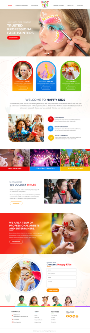 EXCITING Website Design Upgrade for www.happykidsfacepainting.co.nz | Web-Design von Blue Sparrow