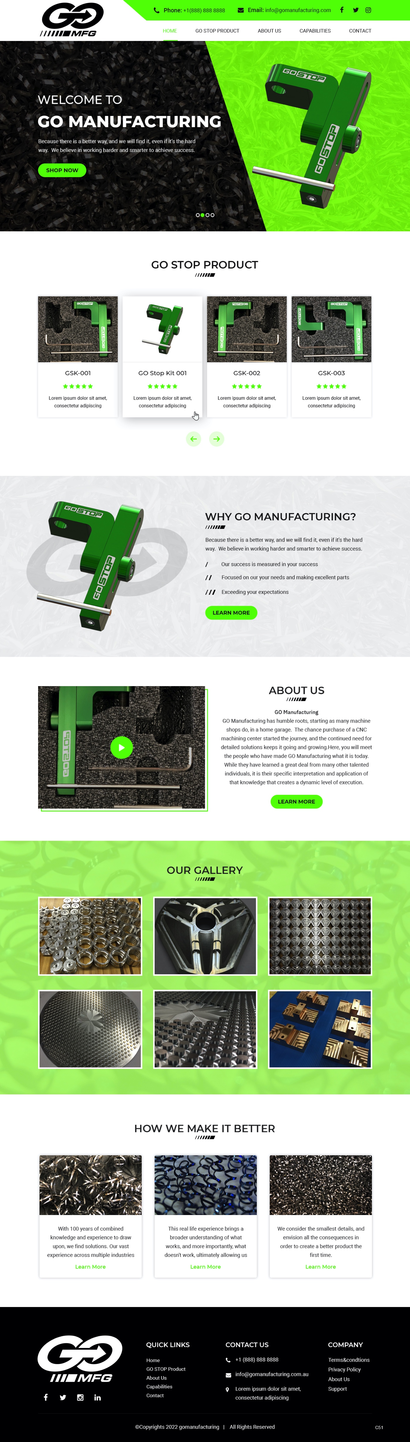 Wordpress Design by pb for GO Manufacturing | Design #28199937