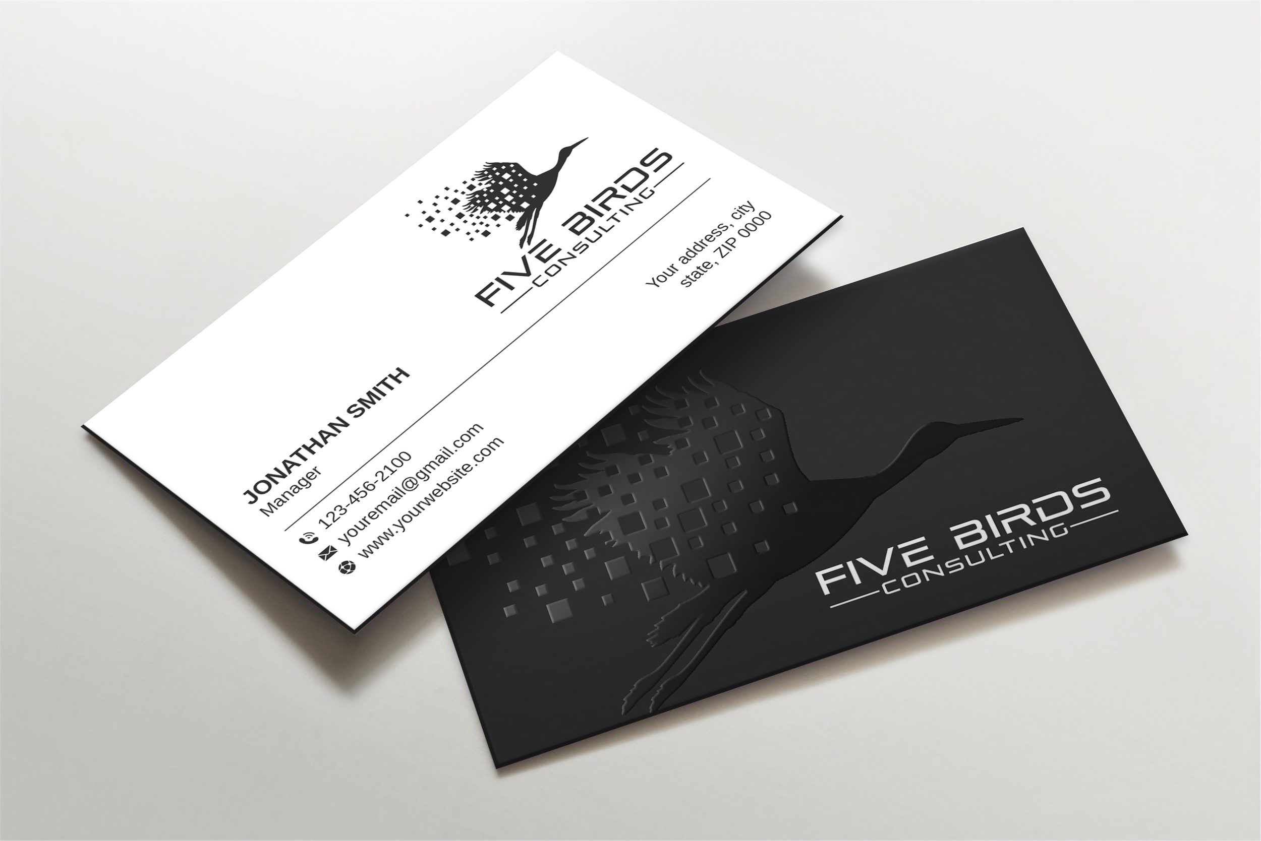 Business Card Design by LAXMI DESIGNHUB for Five Birds Consulting | Design #28196766