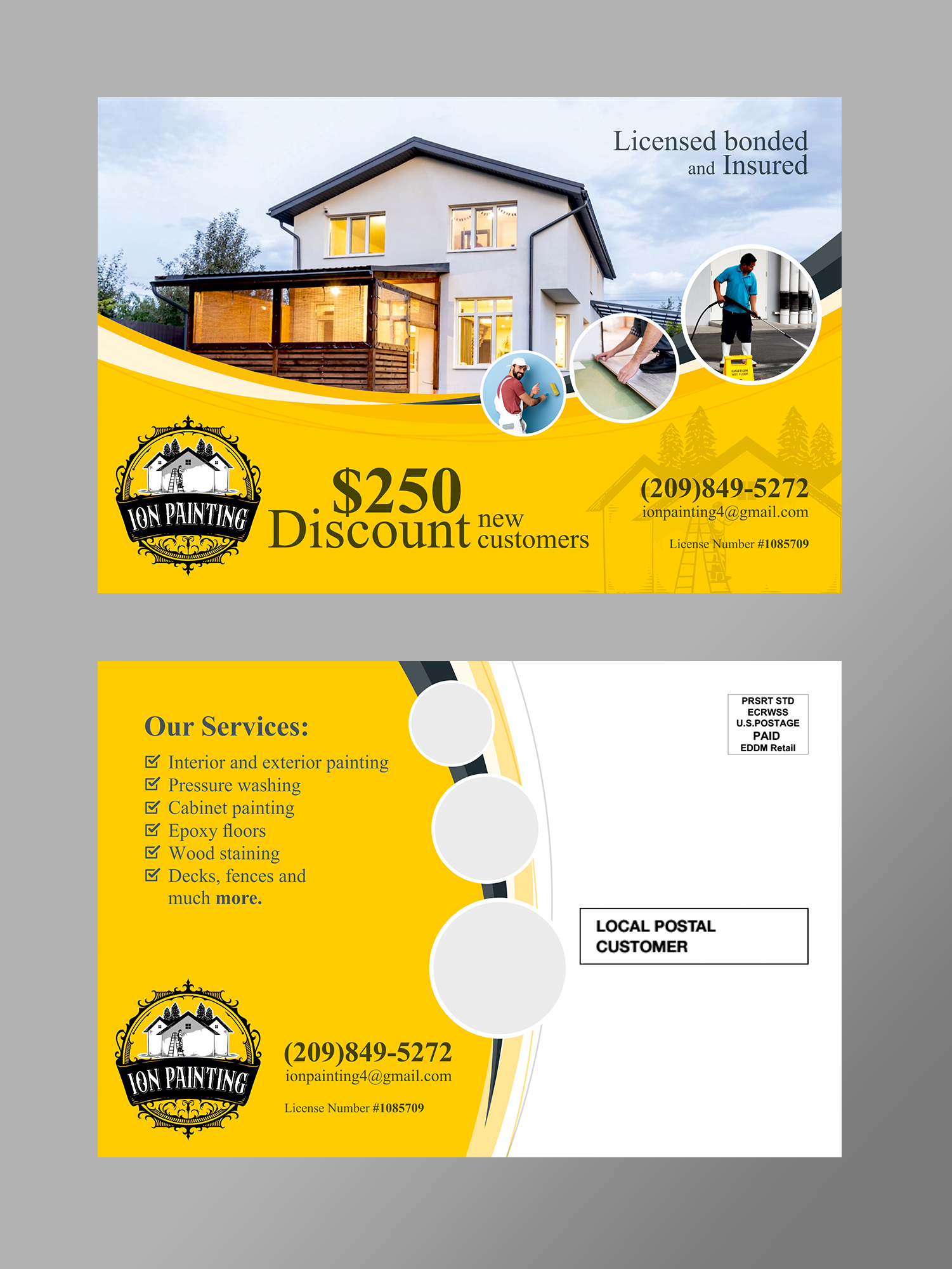 Postcard Design by KreativeMadz for ION PAINTING | Design #28203852