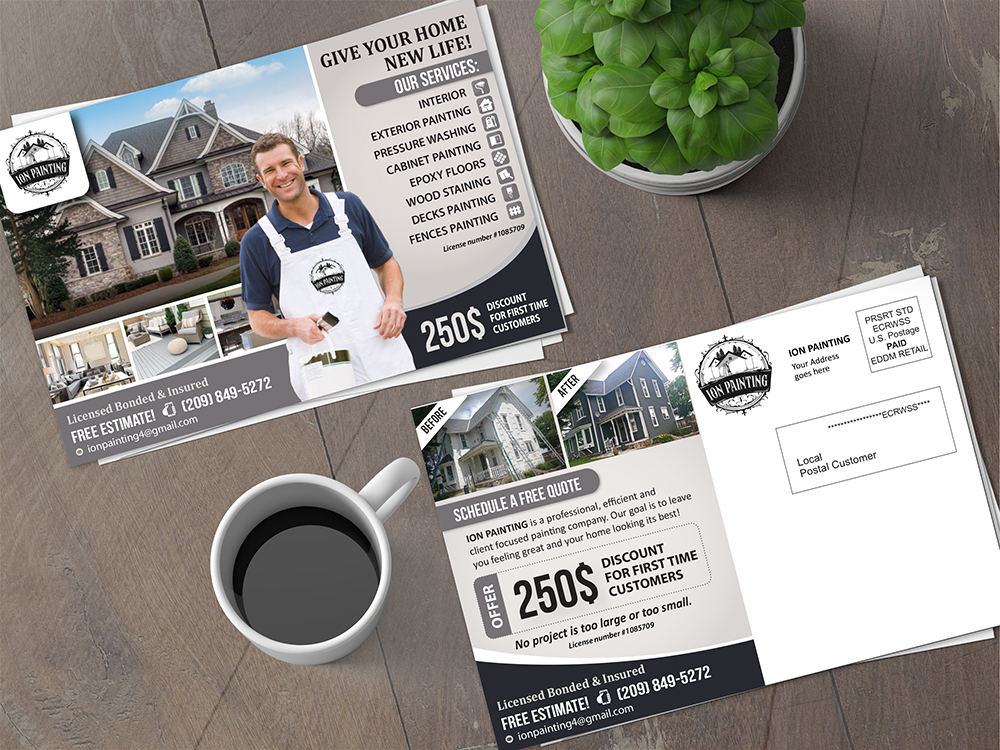 Postcard Design by alex989 for ION PAINTING | Design #28204122