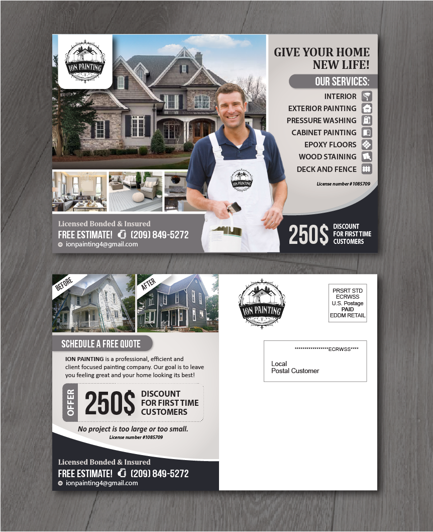 Postcard Design by alex989 for ION PAINTING | Design: #28209286