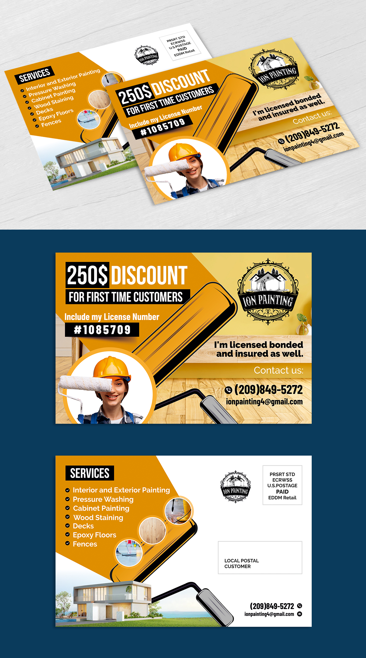 Postcard Design by ecorokerz for ION PAINTING | Design #28202797