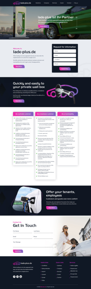 Website for a company offering full serivce charging solutions for electric cars | Diseño Web por sai.designer87