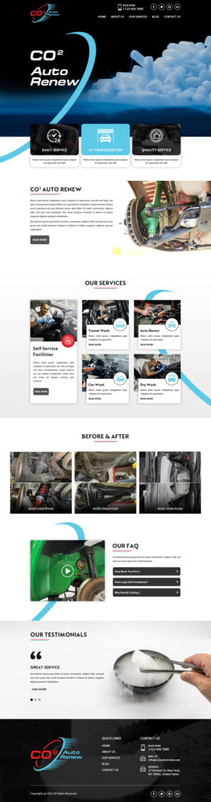 website design for Co2 Auto Renew llc.  an automotive Dry Ice detailling and cleaning business. | Diseño Web por MAZY