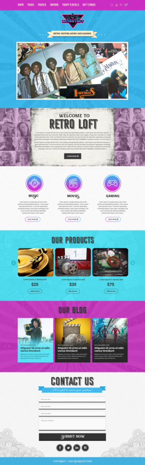 Ecommerce web site design for 80s Retro website | Diseño Web por Dream Logo Design