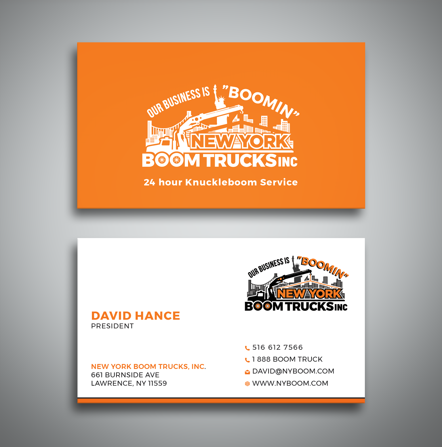 Design de Carte de Visite par Creative Moon Design pour New York Boom Trucks Inc | Design #28260333