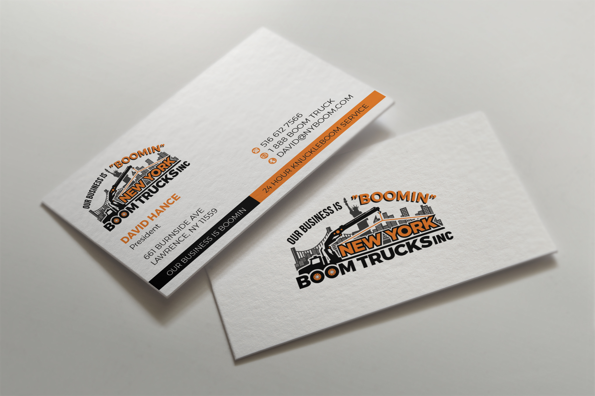 Design de Carte de Visite par WebixBD pour New York Boom Trucks Inc | Design #28262009