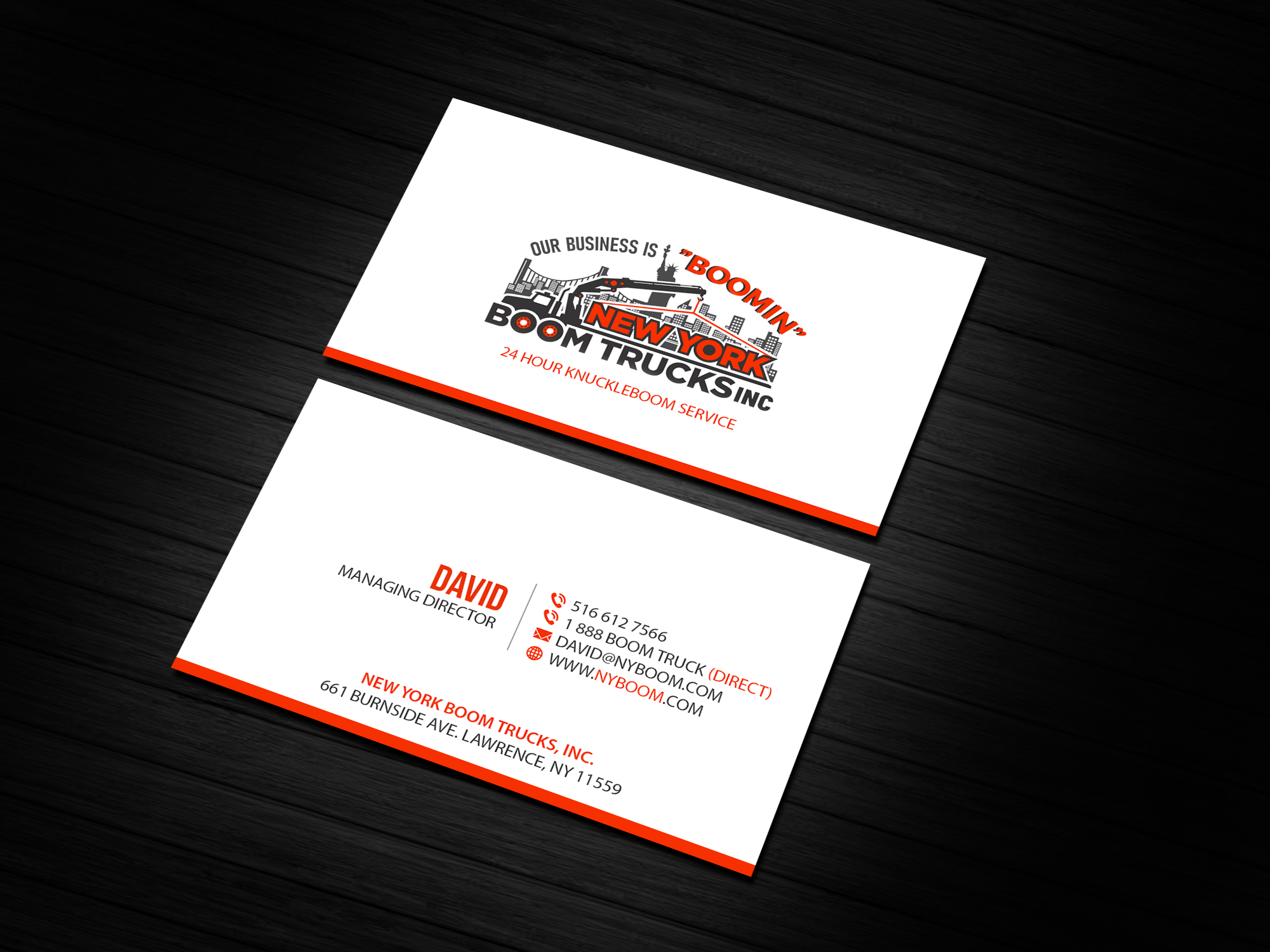 Diseño de Tarjeta de Presentación por Creations Box 2015 para New York Boom Trucks Inc | Diseño #28249794