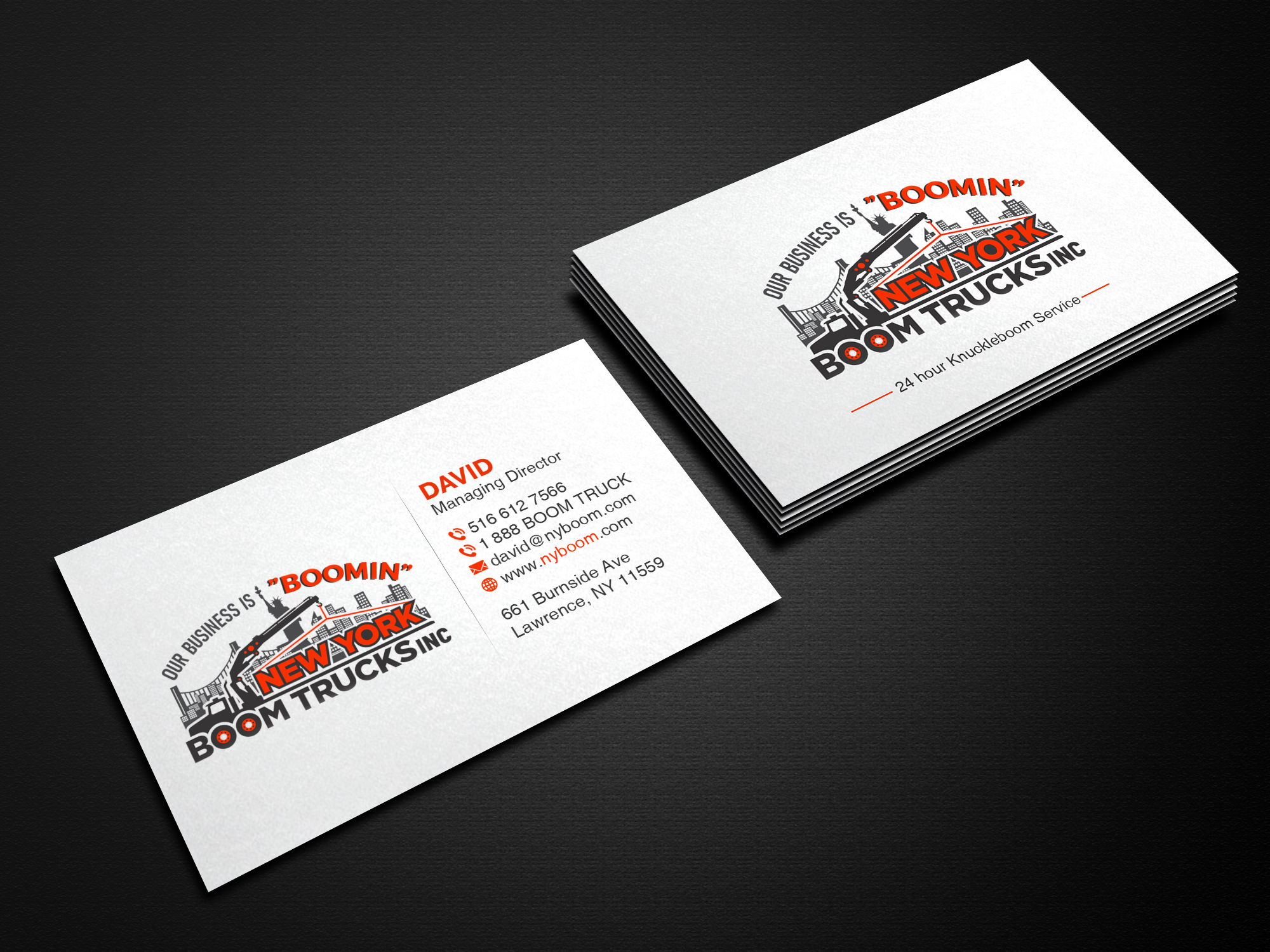 Business Card Design by Creations Box 2015 for New York Boom Trucks Inc | Design #28249798