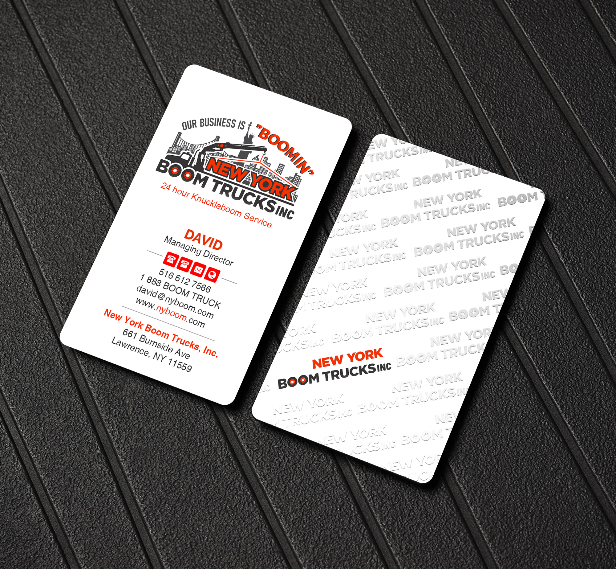 Business Card Design by Creations Box 2015 for New York Boom Trucks Inc | Design #28251771