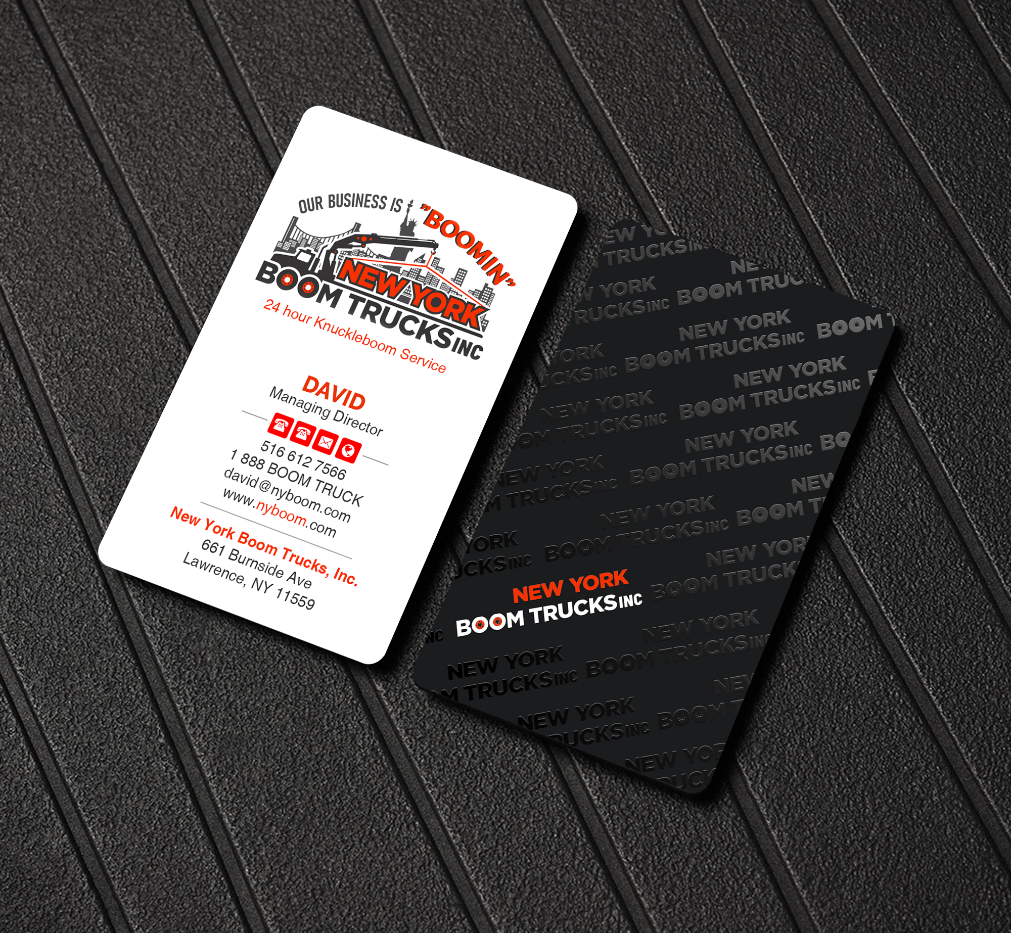 Business Card Design by Creations Box 2015 for New York Boom Trucks Inc | Design #28251773