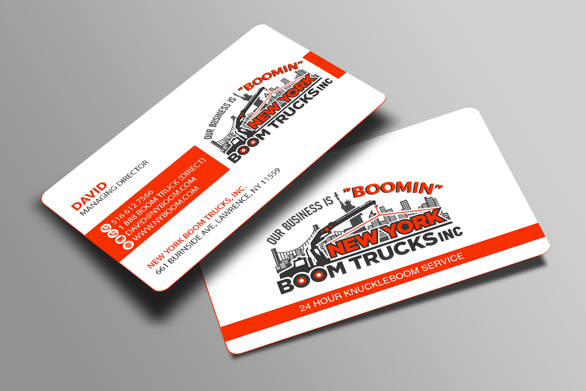 Business Card Design by Creations Box 2015 for New York Boom Trucks Inc | Design #28252063