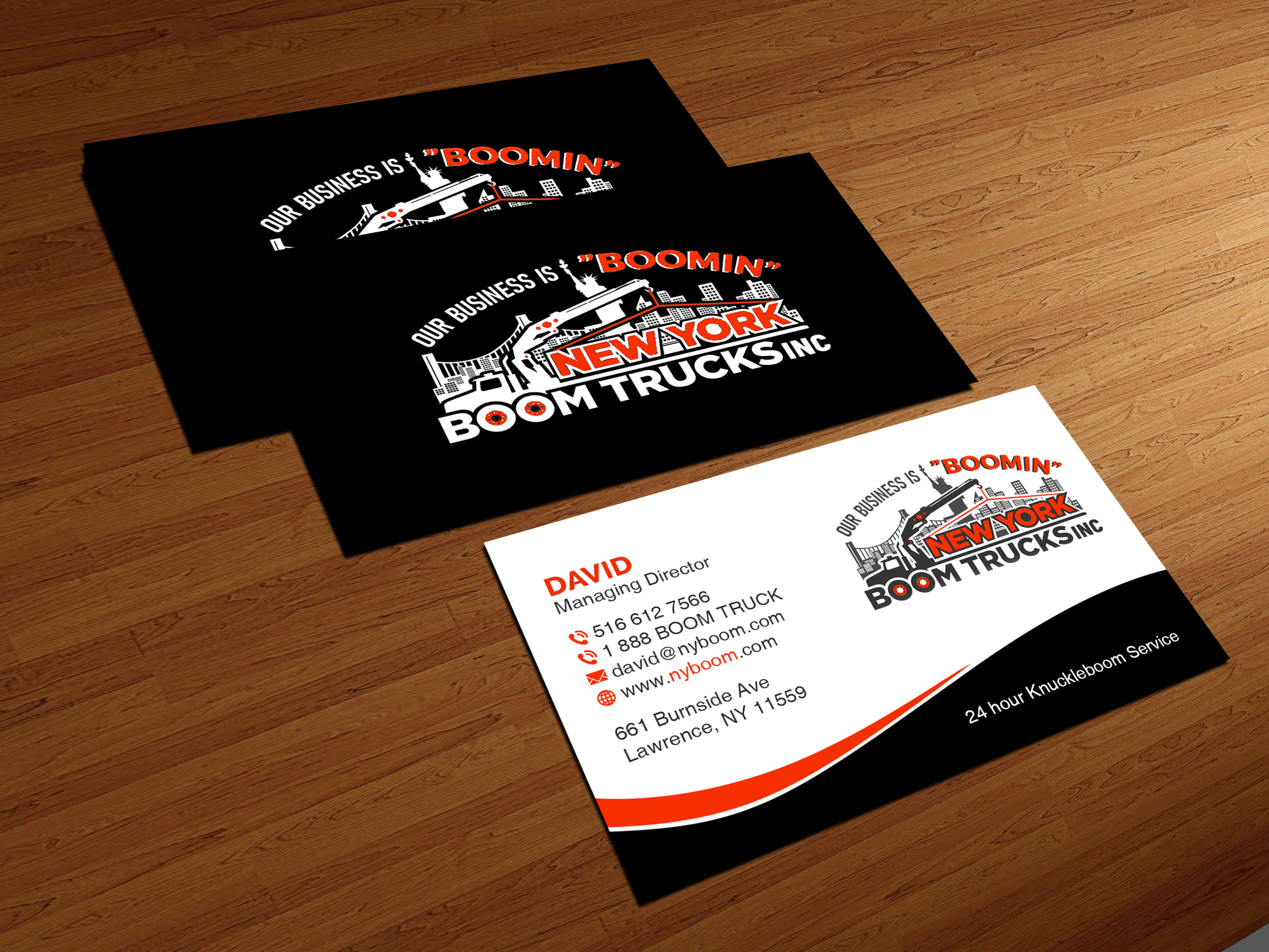 Business Card Design by Creations Box 2015 for New York Boom Trucks Inc | Design #28253562