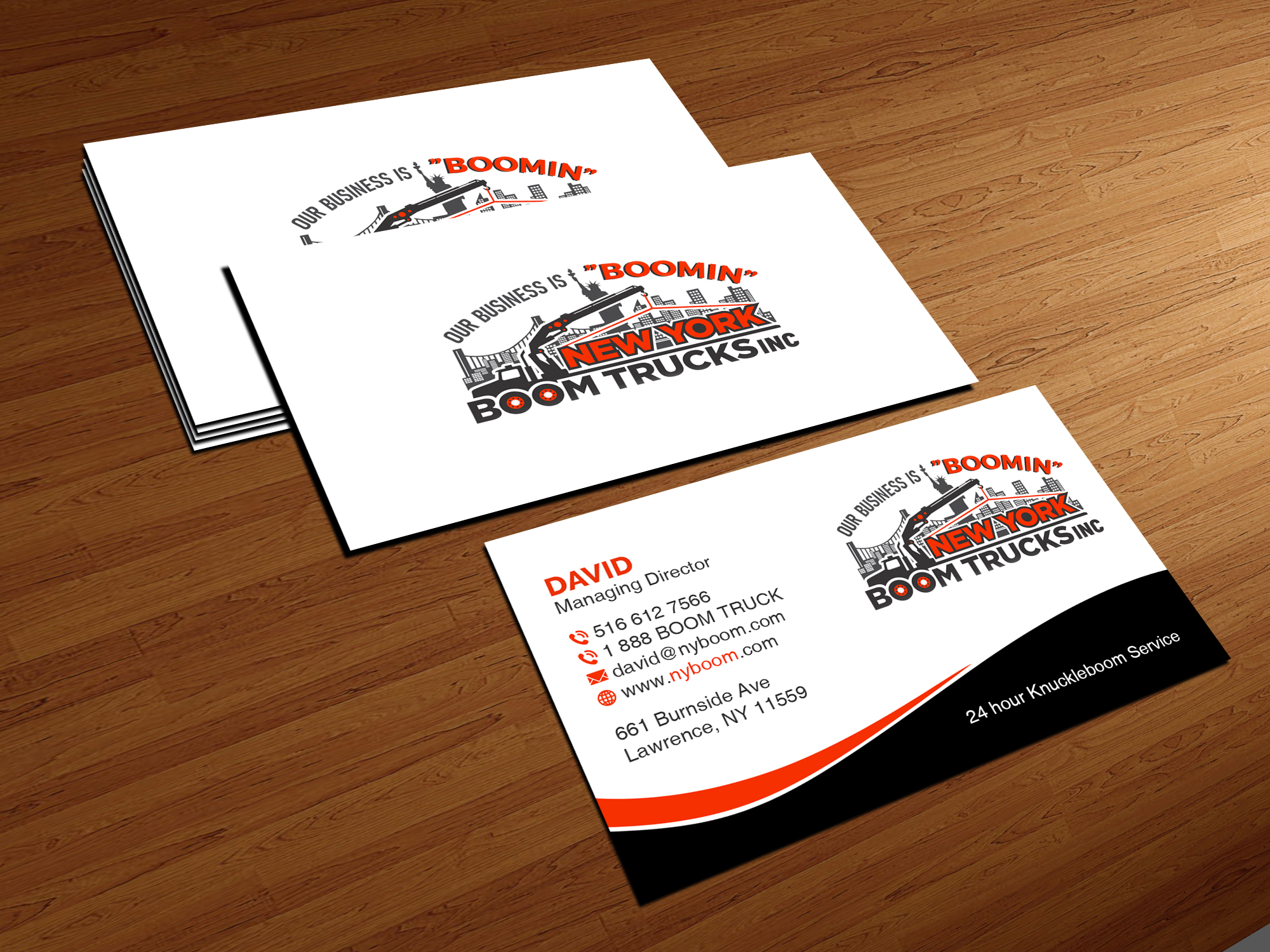 Business Card Design by Creations Box 2015 for New York Boom Trucks Inc | Design #28253563