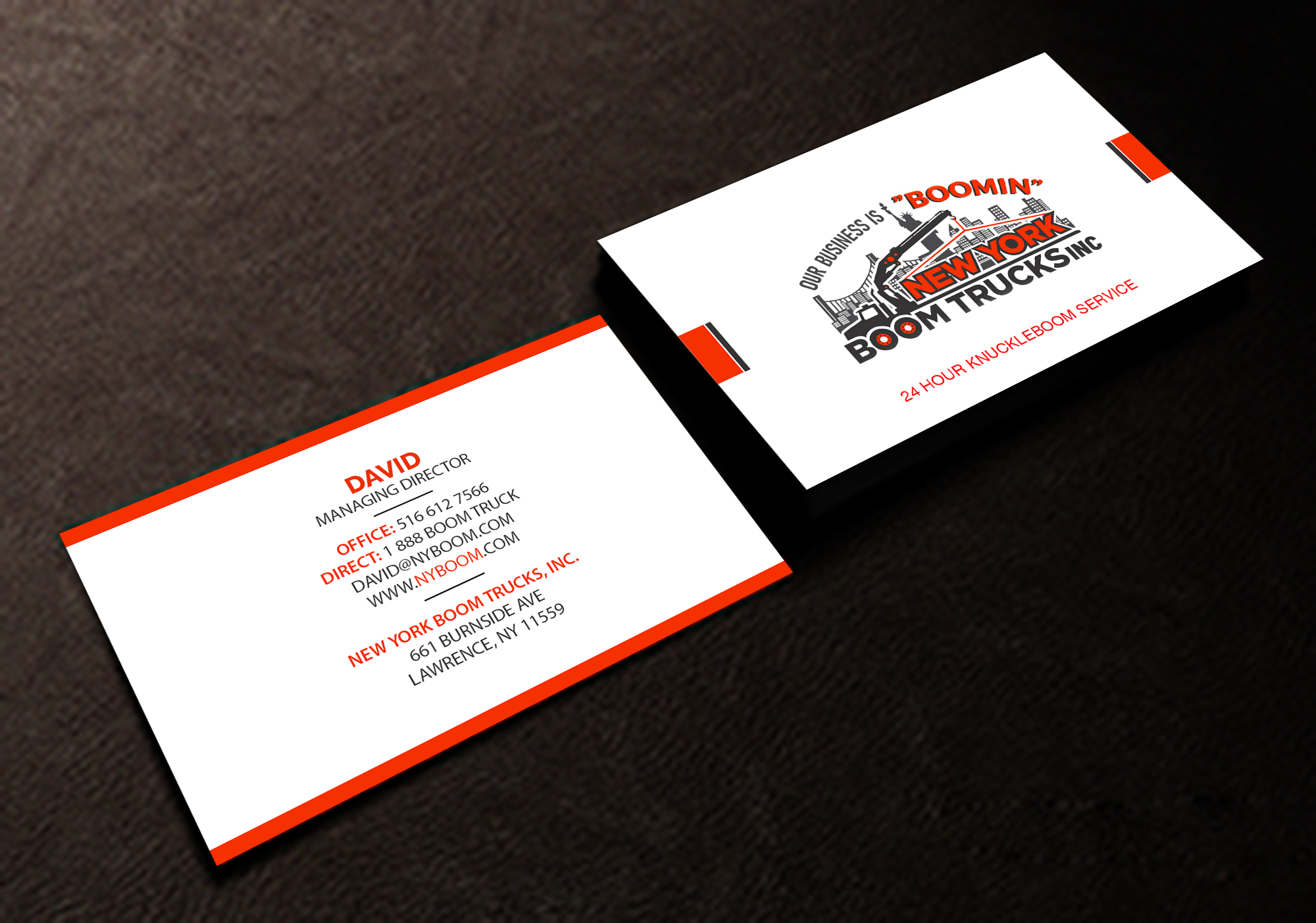 Business Card Design by Creations Box 2015 for New York Boom Trucks Inc | Design #28253567