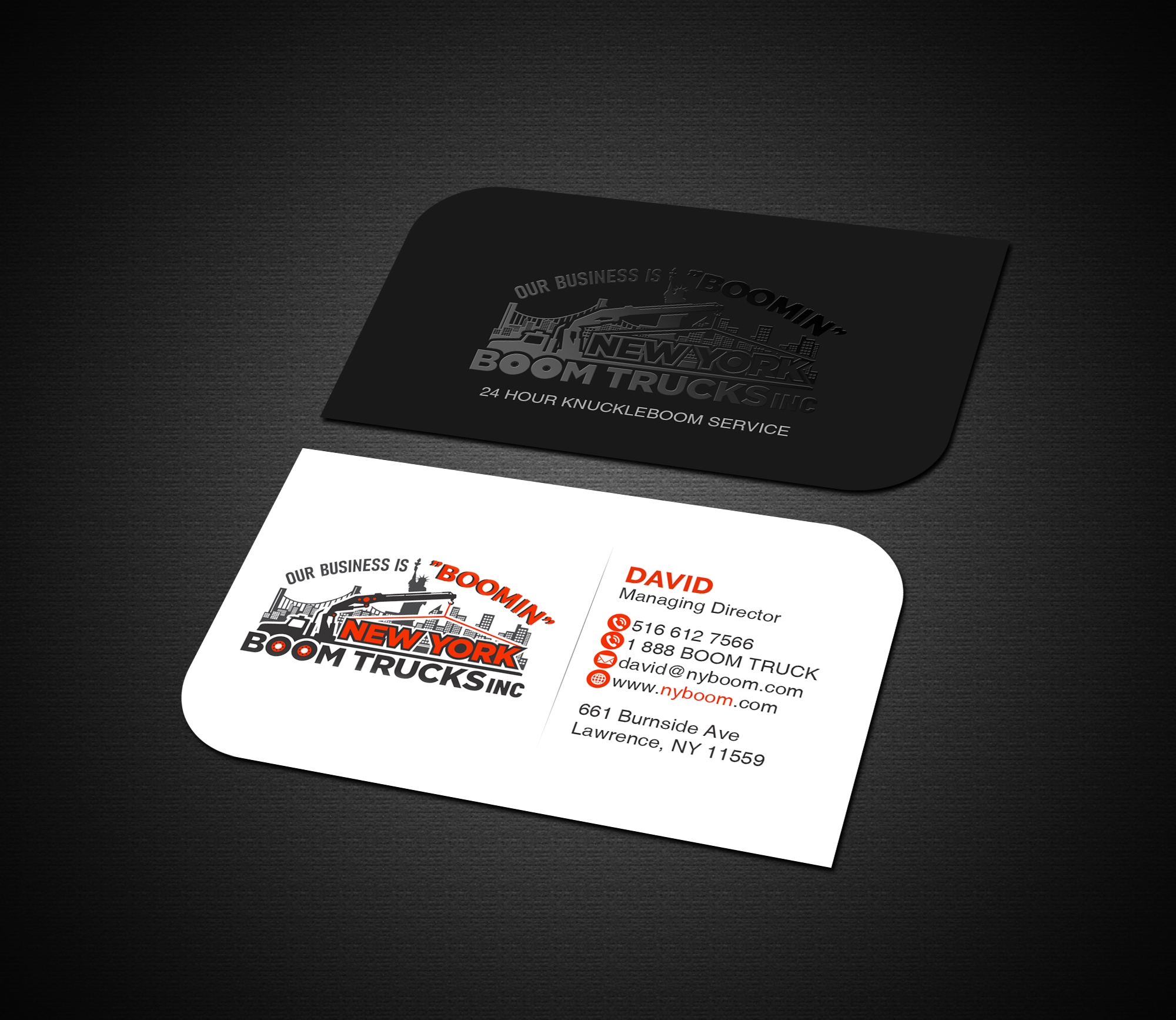 Design de Carte de Visite par Creations Box 2015 pour New York Boom Trucks Inc | Design #28253578