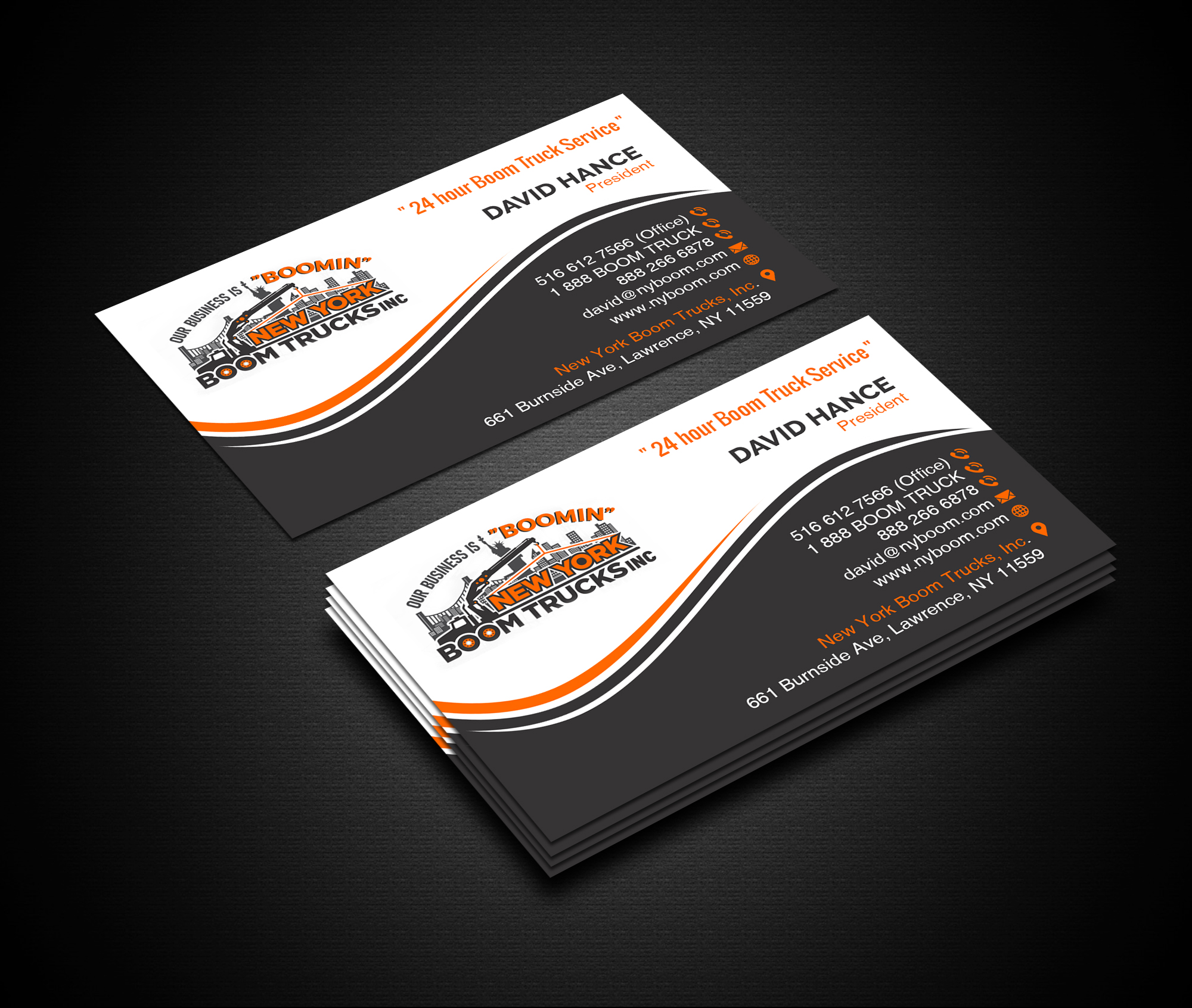 Business Card Design by Creations Box 2015 for New York Boom Trucks Inc | Design: #28269436