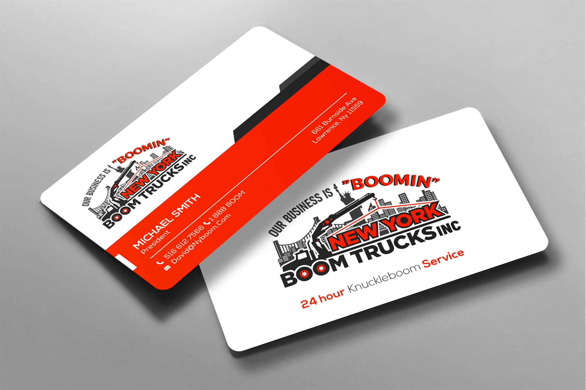 Diseño de Tarjeta de Presentación por chandrayaan.creative para New York Boom Trucks Inc | Diseño #28247218