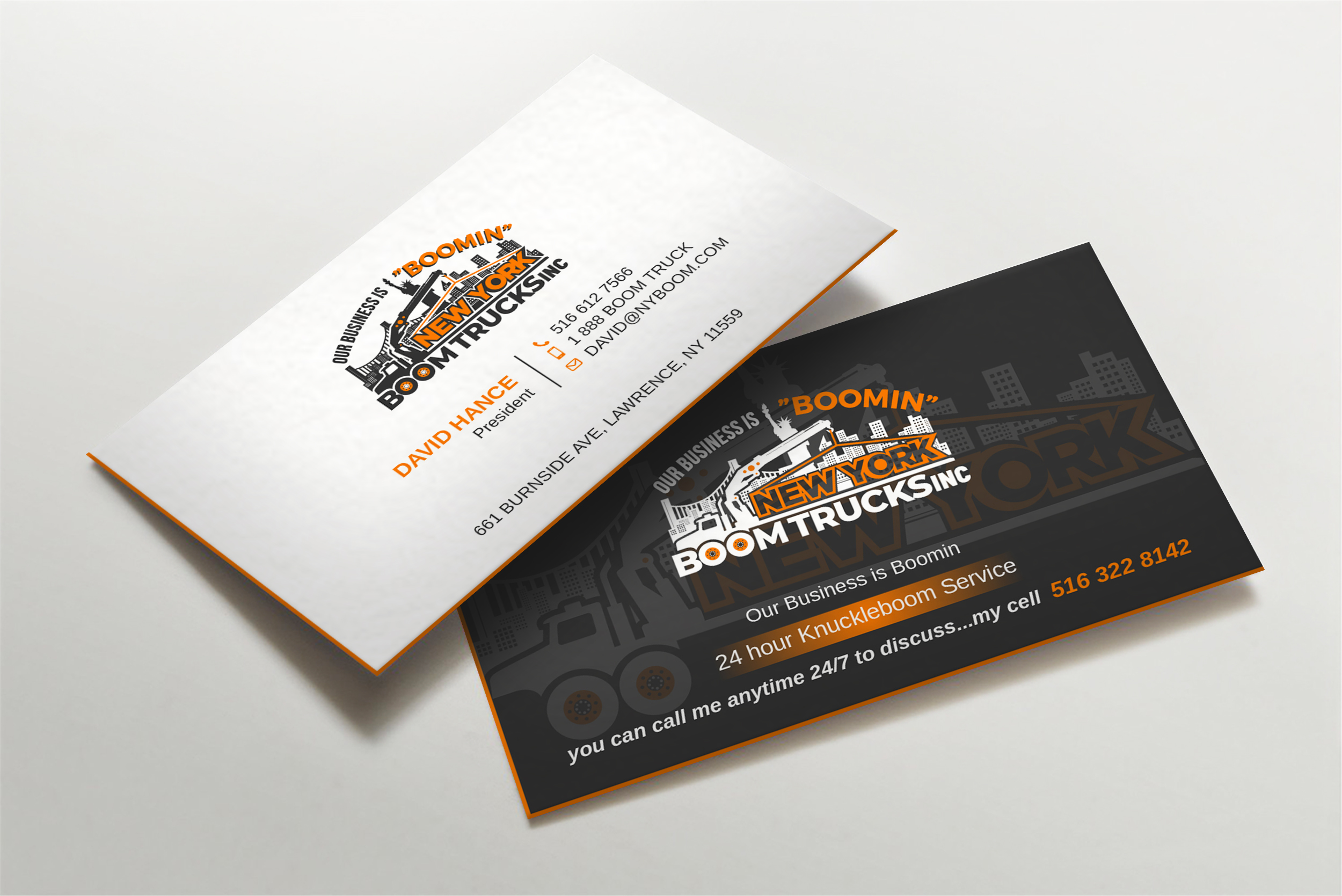 Business Card Design by Imagine design000 for New York Boom Trucks Inc | Design #28259517