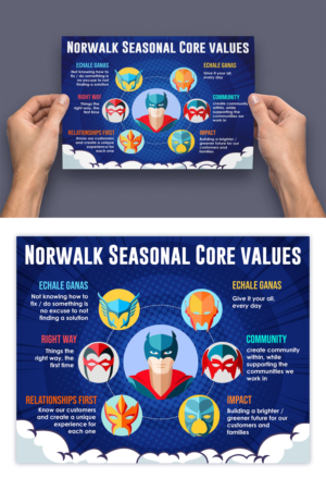 Core Values superheroes - visualizing core values | Diseño Gráfico por ZeneFashions