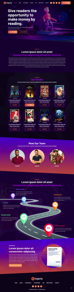 Design for landing page for startup within book publishing and book sales connected to NFT | Web Design par pb