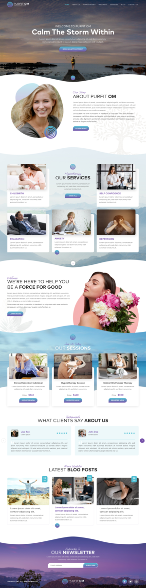 PurFit Om - Hypnosis & Wellness.  HELP ME REWIRE BRAINS W/ A CAPTIVATING LANDING PG. | Diseño de Página de Aterrizaje por rightway