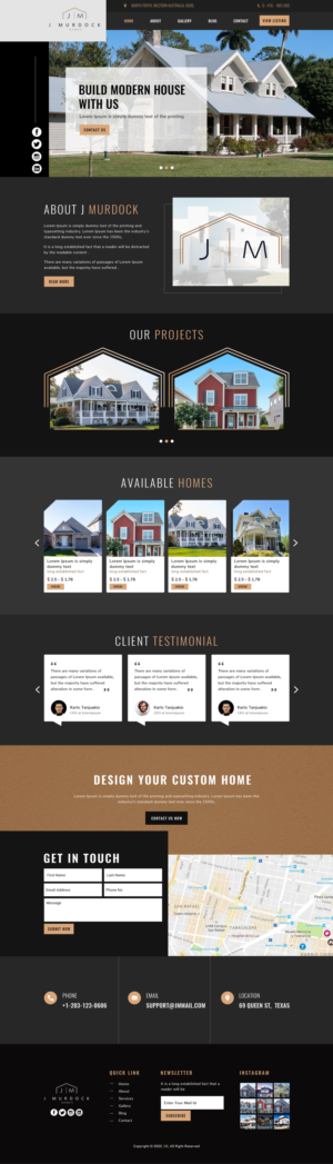 Website Design for new Custom Homebuilder company J Murdock Homes | Web Design by sai.designer87