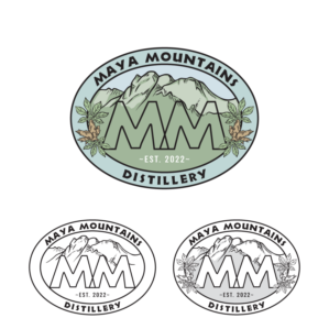 Maya Mountains Distillery; MM (as shown in attachments) | Diseño de Logo por Samantha Ward Design