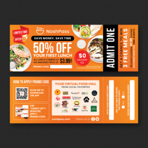 Innovative Food Startup needs a Ticket/Brochure design for Apartment activation campaigns | Invitation Design by Alstroemeria