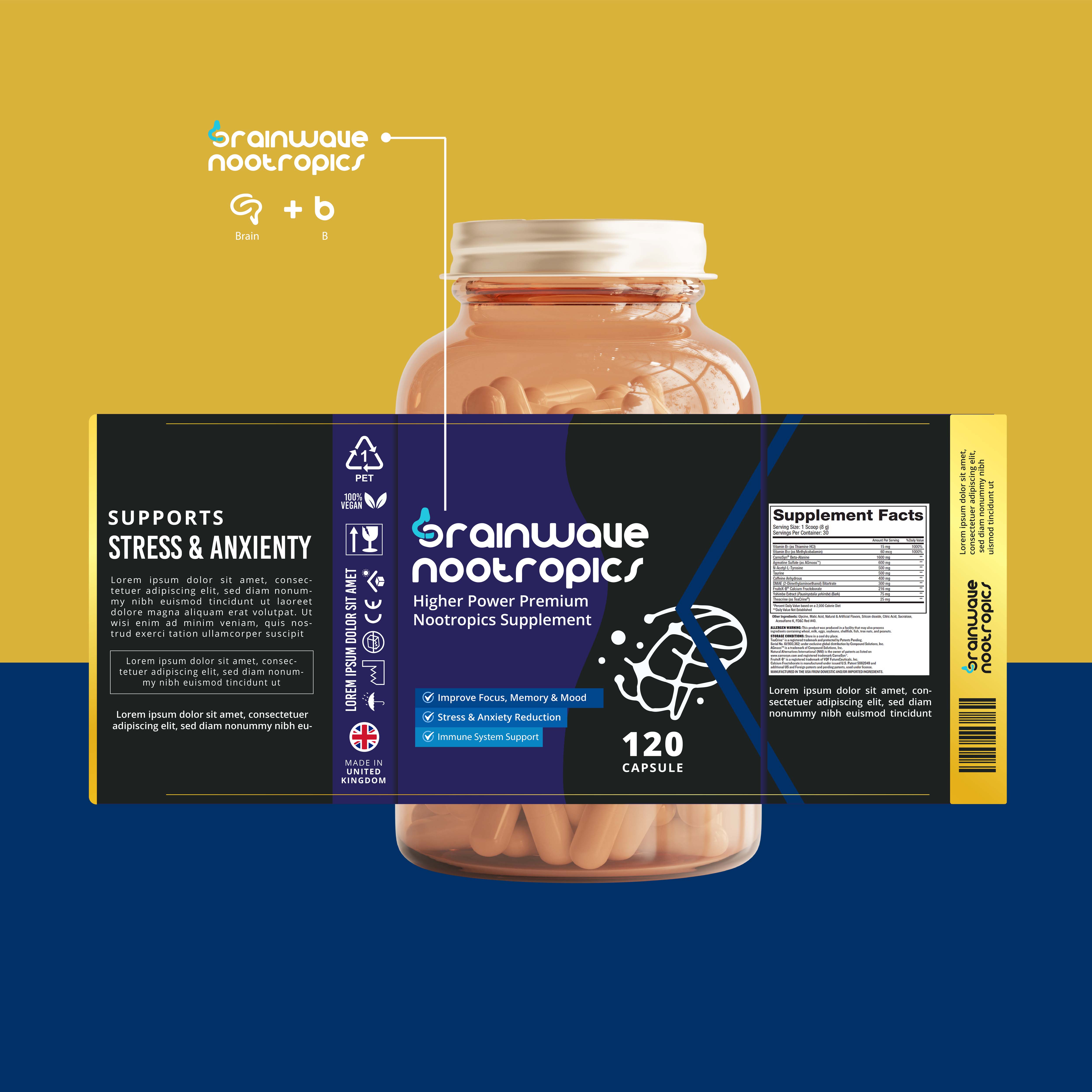 Label Design by Michy08 for Brainwave Nootropics | Design #28345619