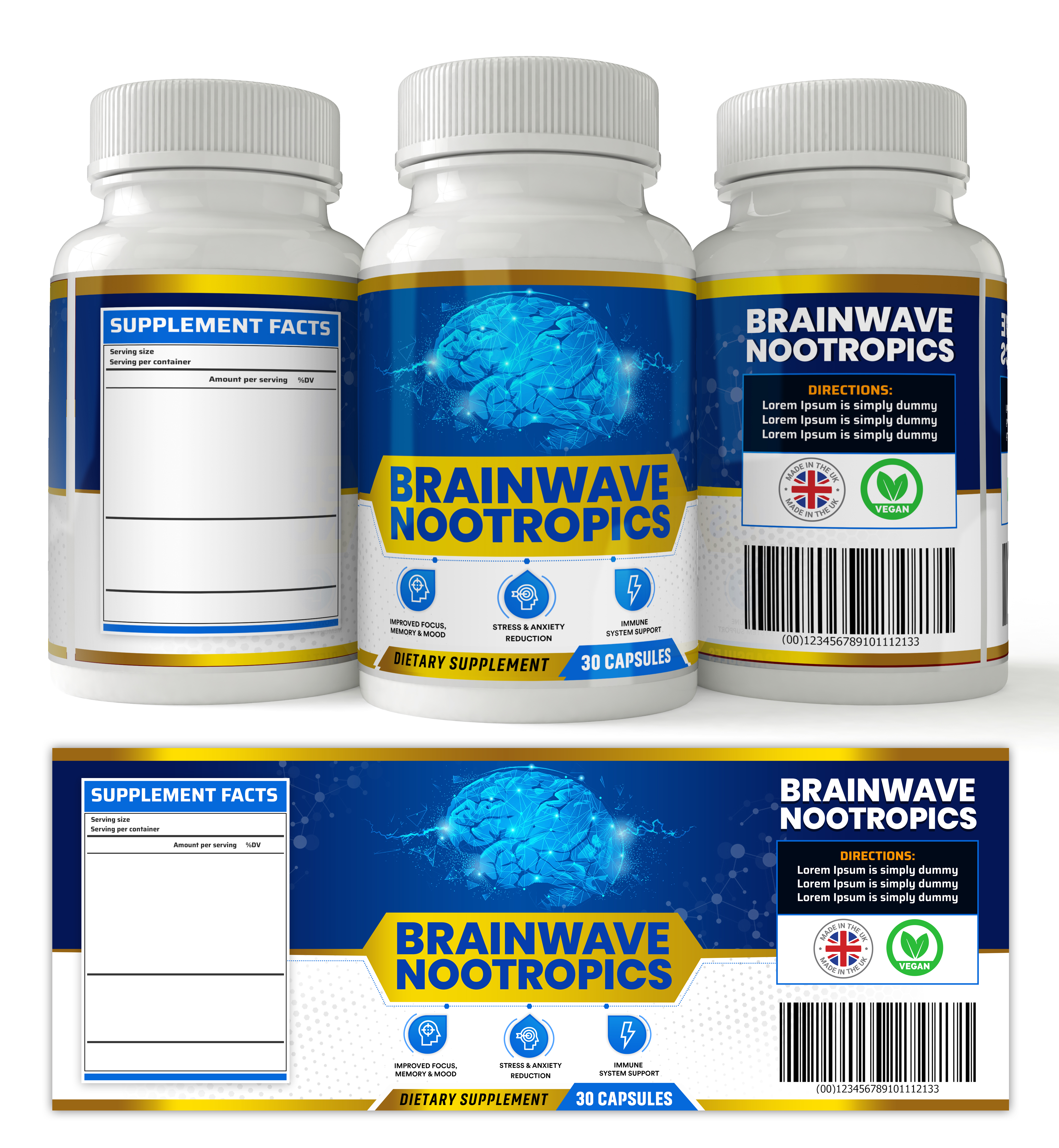 Label Design by SAI DESIGNS for Brainwave Nootropics | Design #28345967