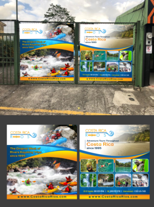 Graphic design banner for a commercial gate