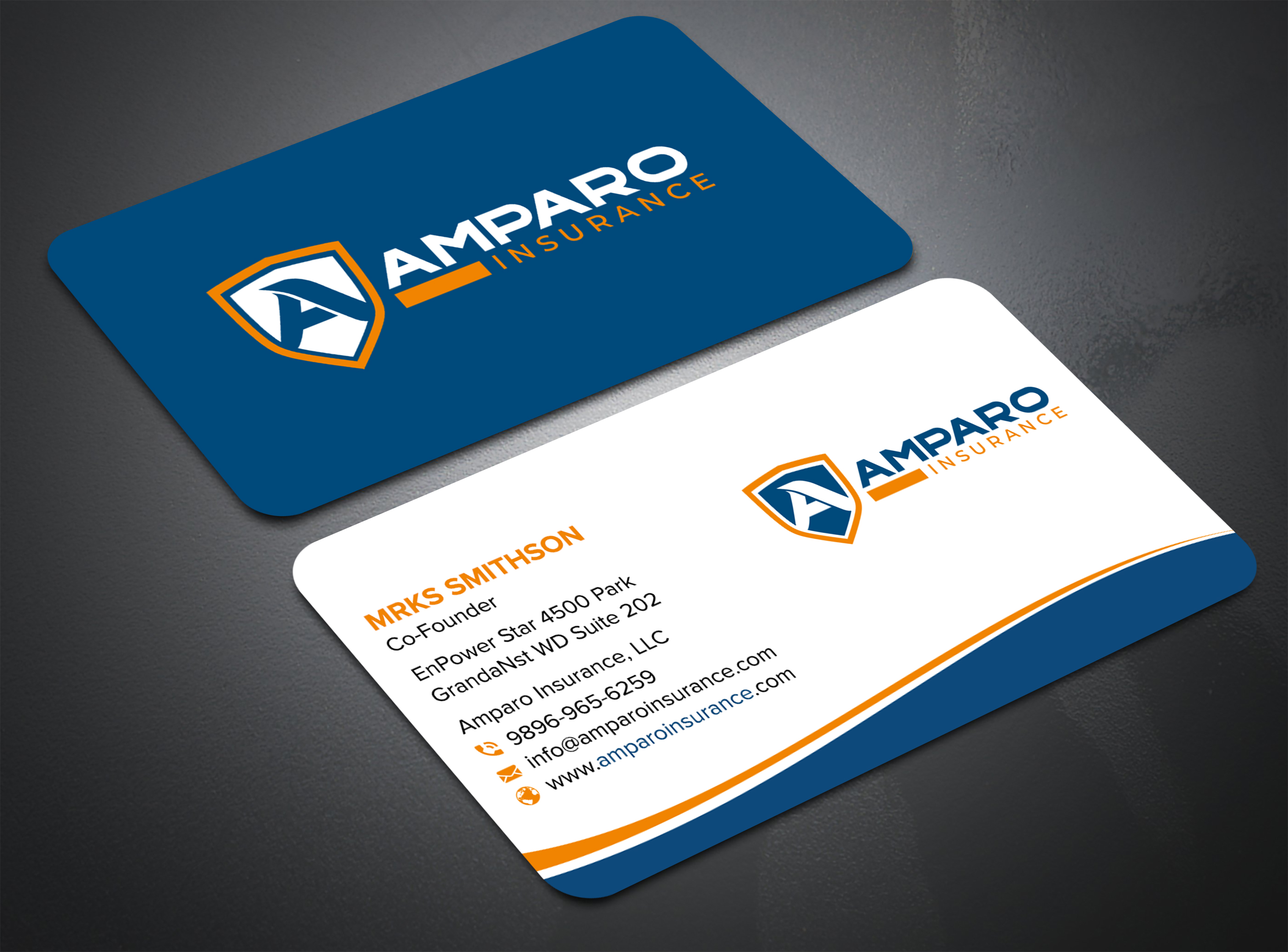 Business Card Design by sadikul islam for Amparo Insurance, LLC | Design #28333988