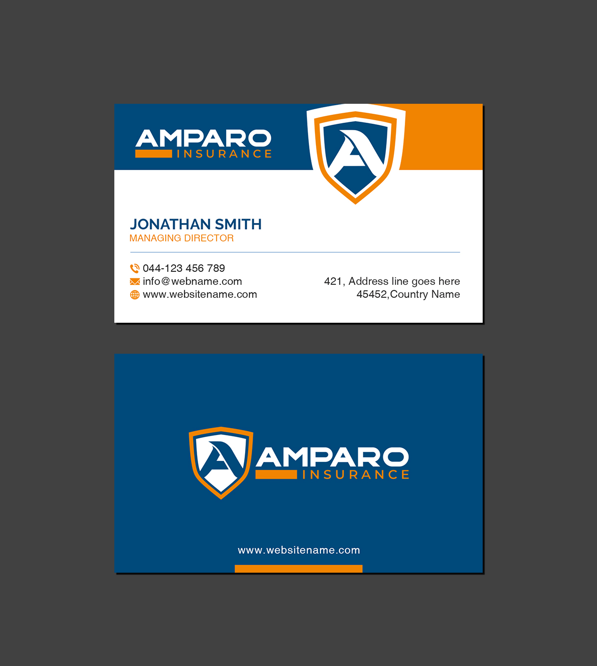 Visitenkarten-Design von Creations Box 2015 für Amparo Insurance, LLC | Design #28340045