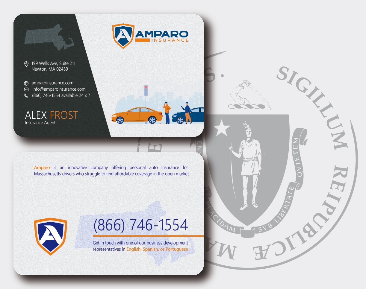 Business Card Design by broken.bike for Amparo Insurance, LLC | Design #28333149